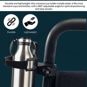 ReNuCare Black Cup Beverage Holder for Wheelchairs - Image 2