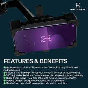 ReNuCare Black Universal Adjustable Phone Holder for Wheelchairs - Image 5